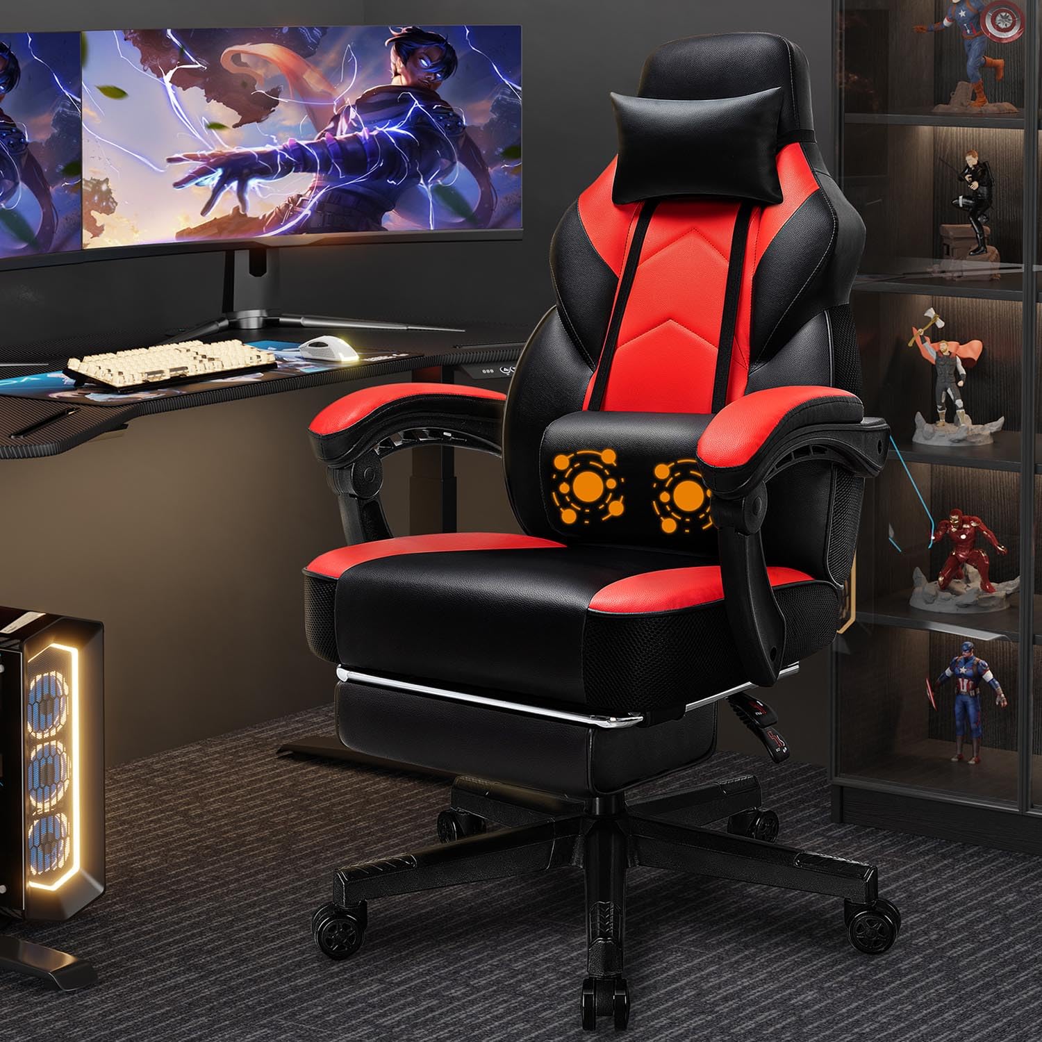 Ergonomic Gaming Chair with Footrest