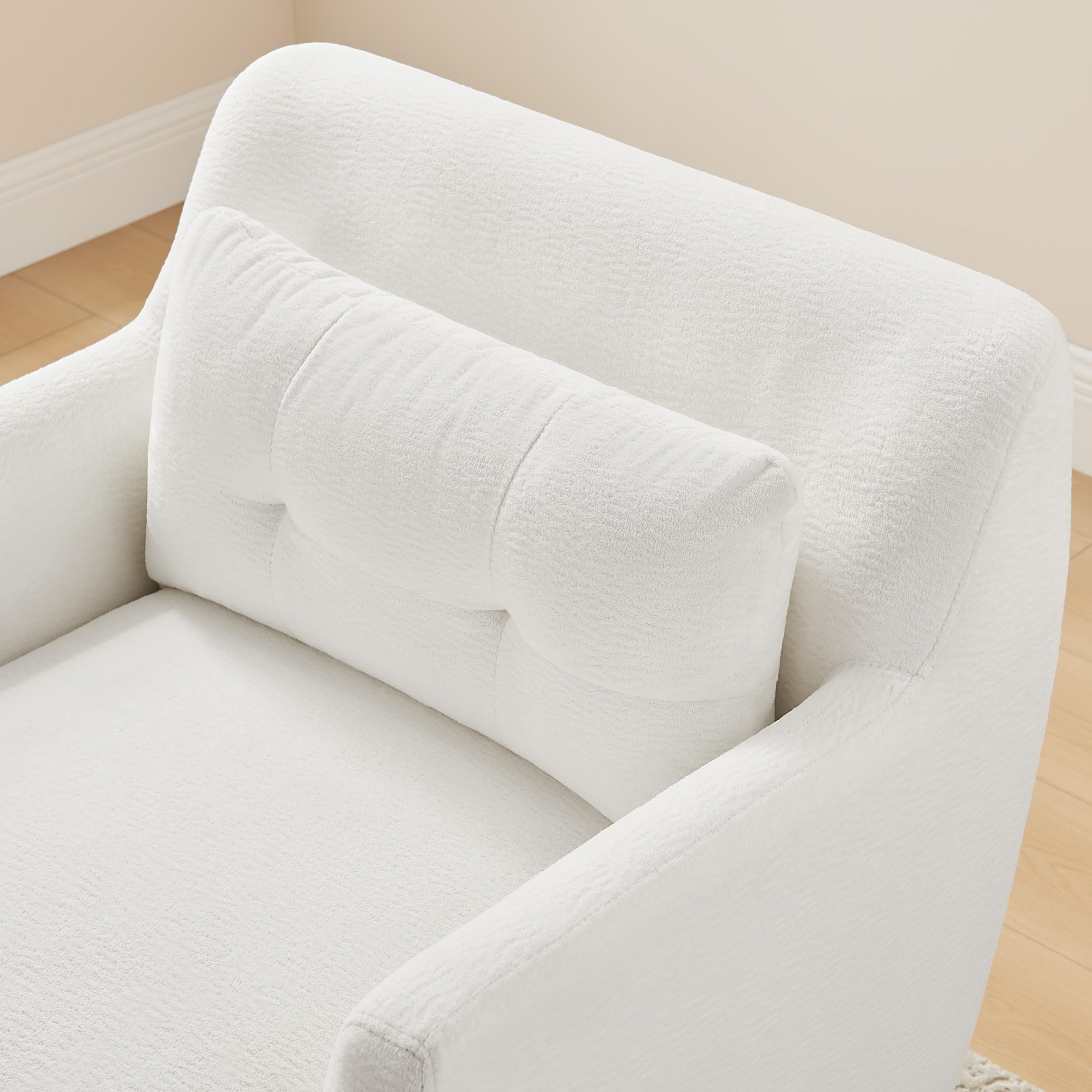 White Sherpa Accent Chair with Cushion