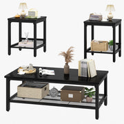 3-Piece Industrial Coffee Table Set with End Tables