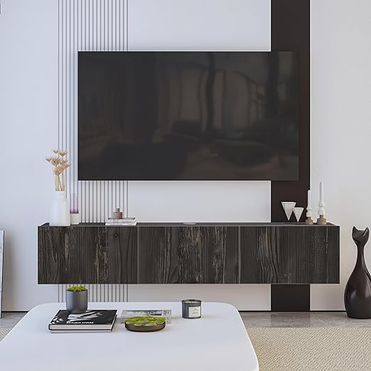 Modern Floating TV Stand White 63 Inch