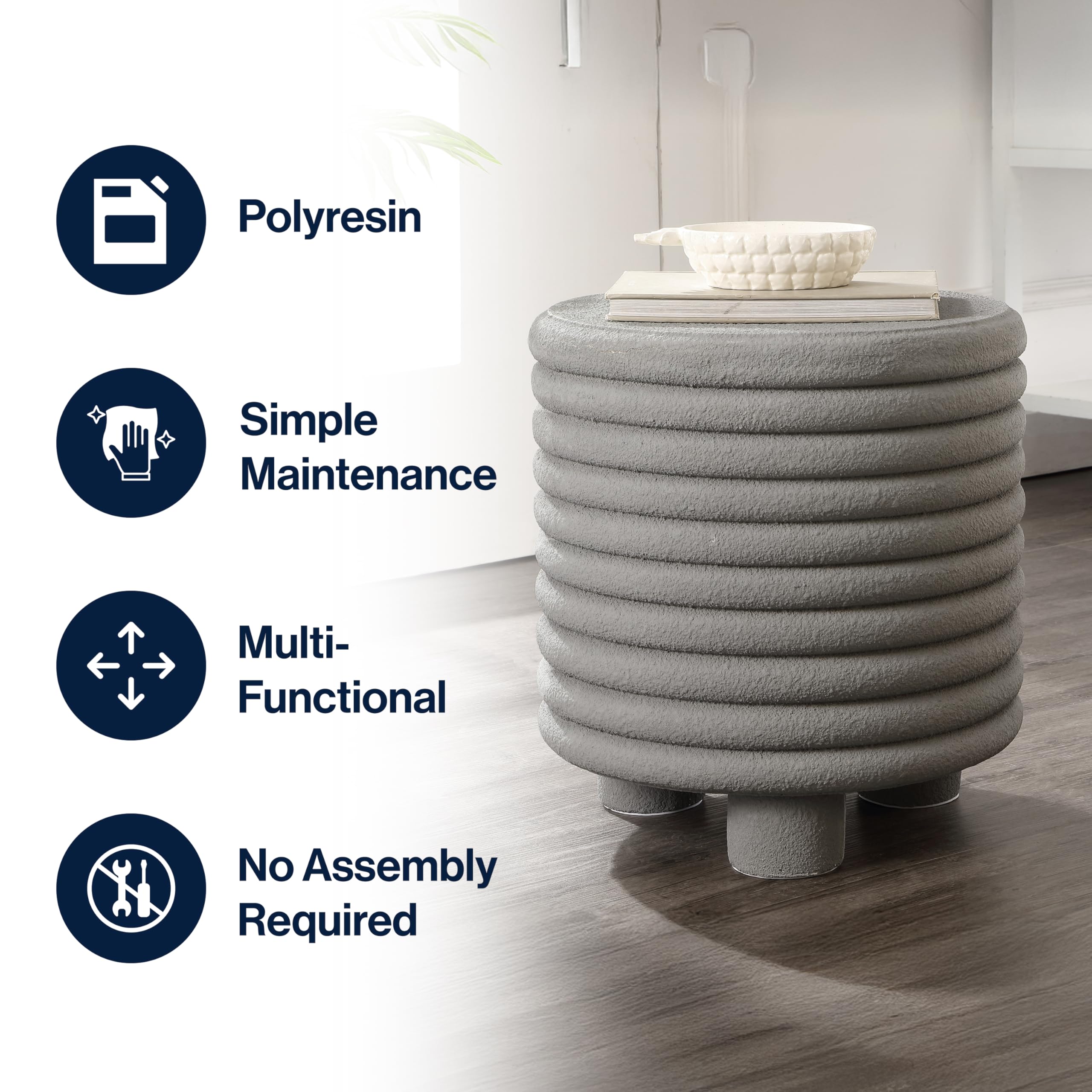 18" Modern Drum Accent Table