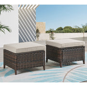 Outdoor Wicker Ottomans Set of 2