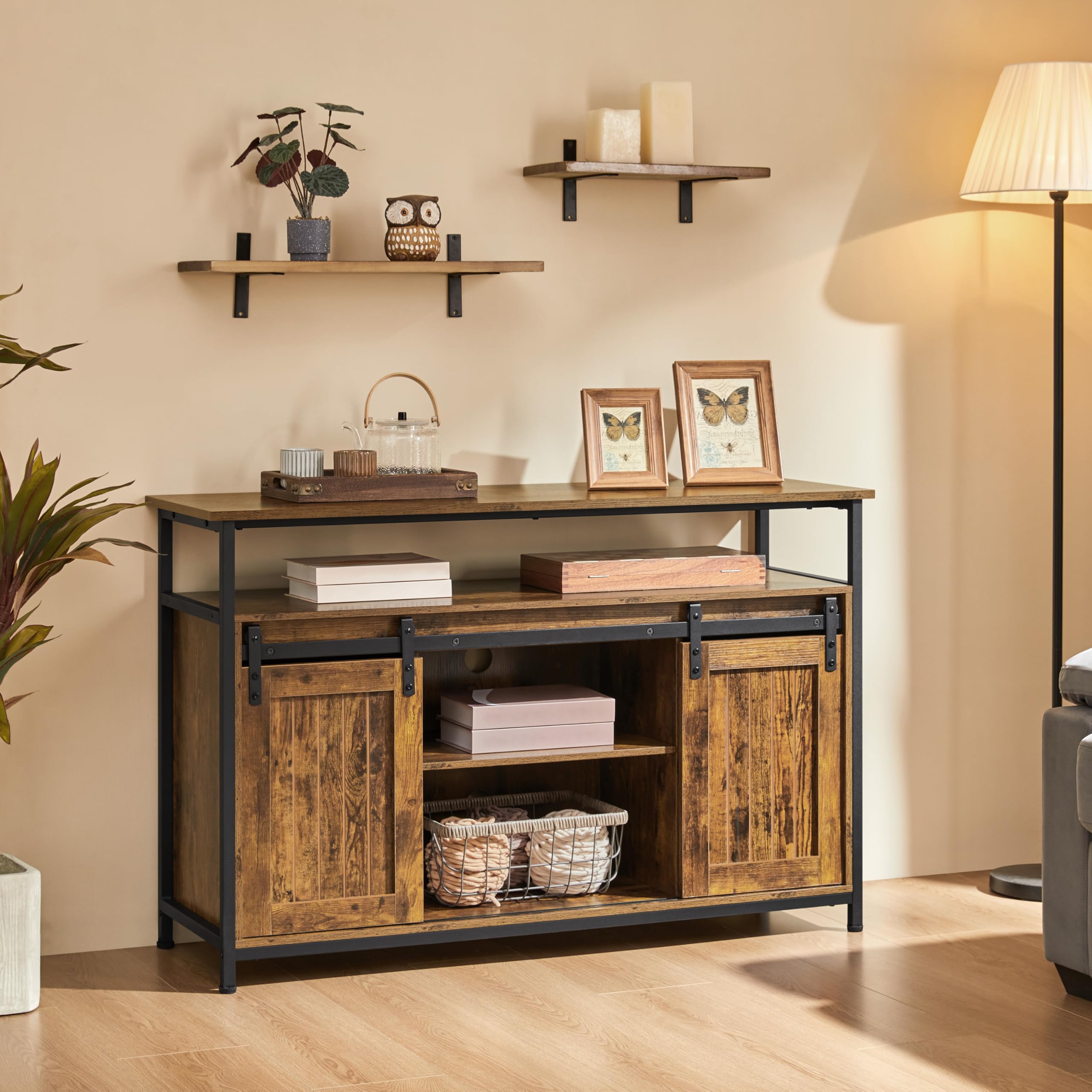 47" Farmhouse TV Stand with Storage Cabinets for 55" TV