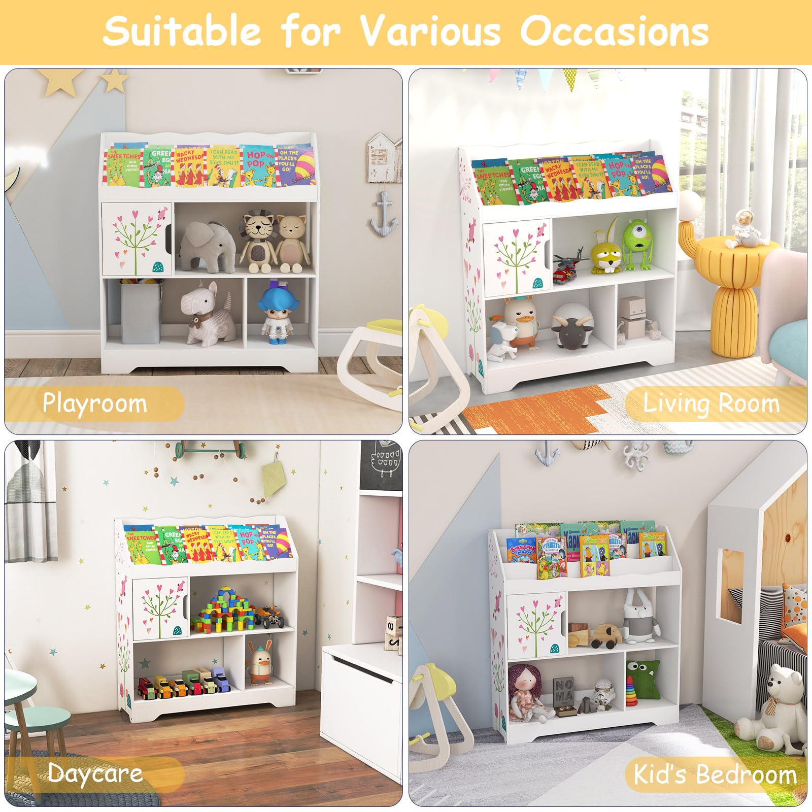 Kids Bookshelf and Toy Storage Organizer