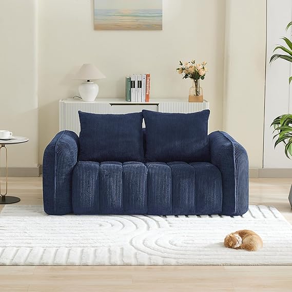 Modern Corduroy Living Room Set - Loveseat with 2 Single Chairs