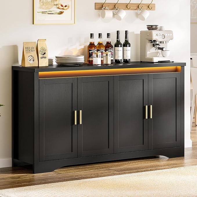 48" Storage Accent Cabinet with 4 Doors and Gold Lines