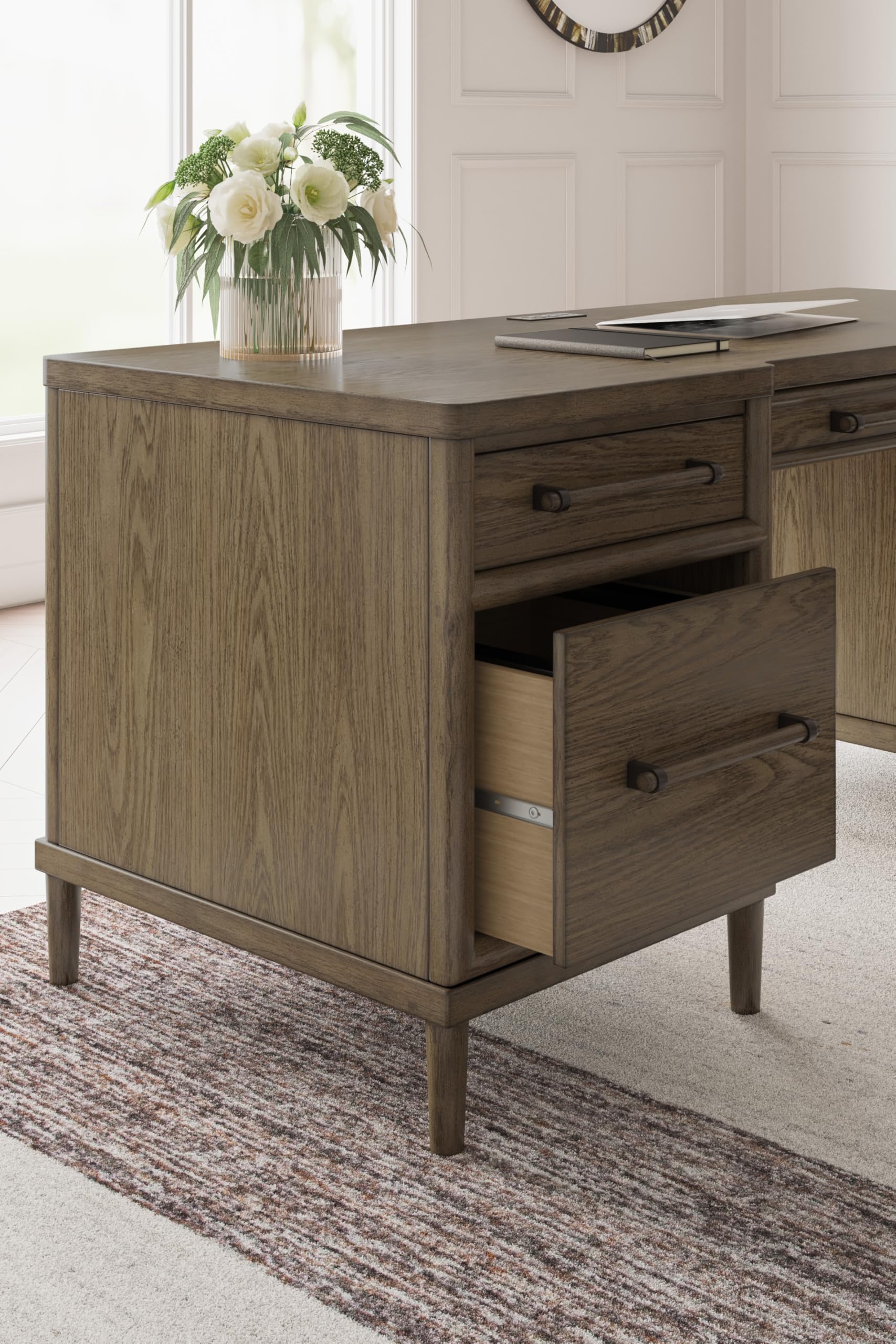Contemporary Home Office Desk with 6 Drawers