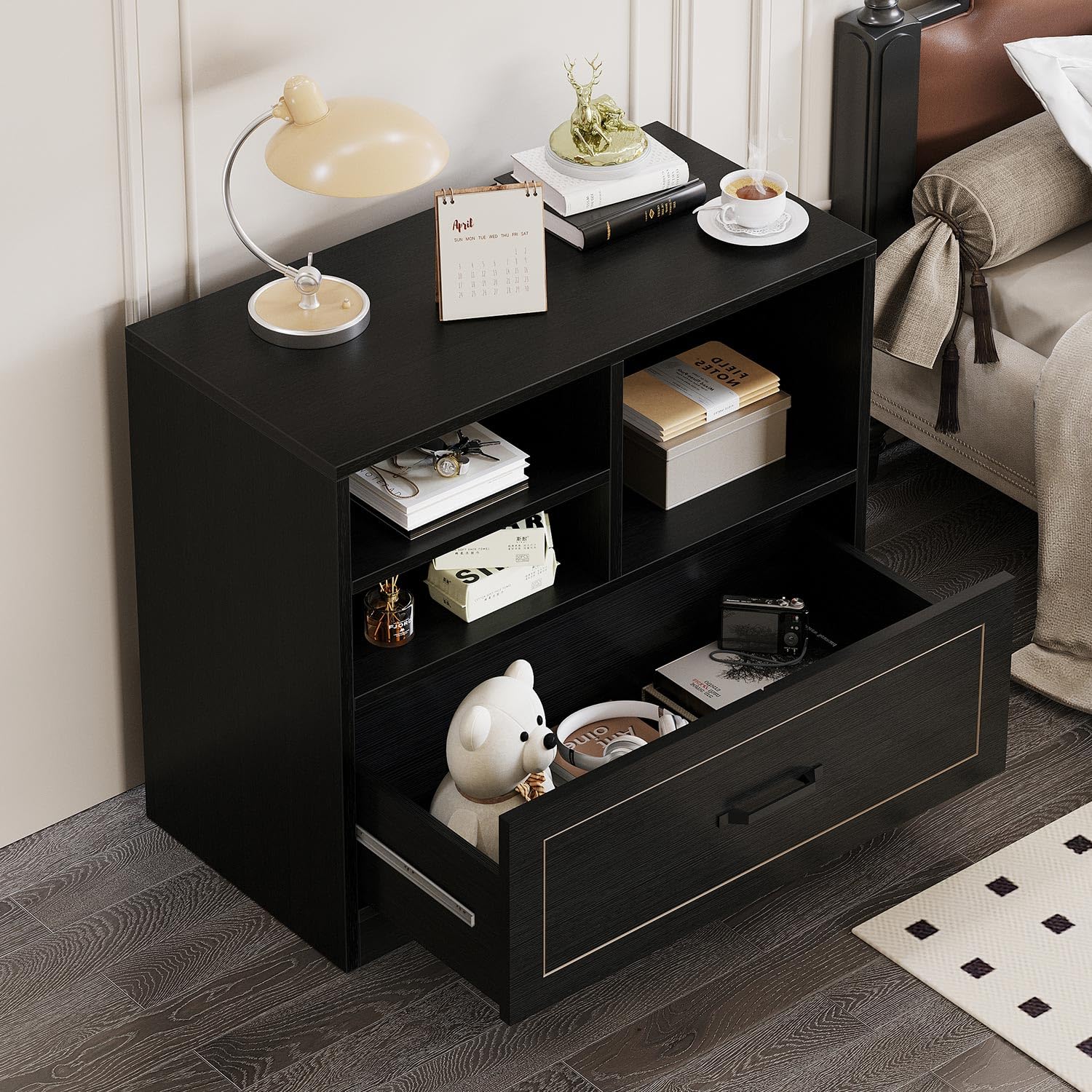 Lateral Filing Cabinet with Drawer and Storage Shelves