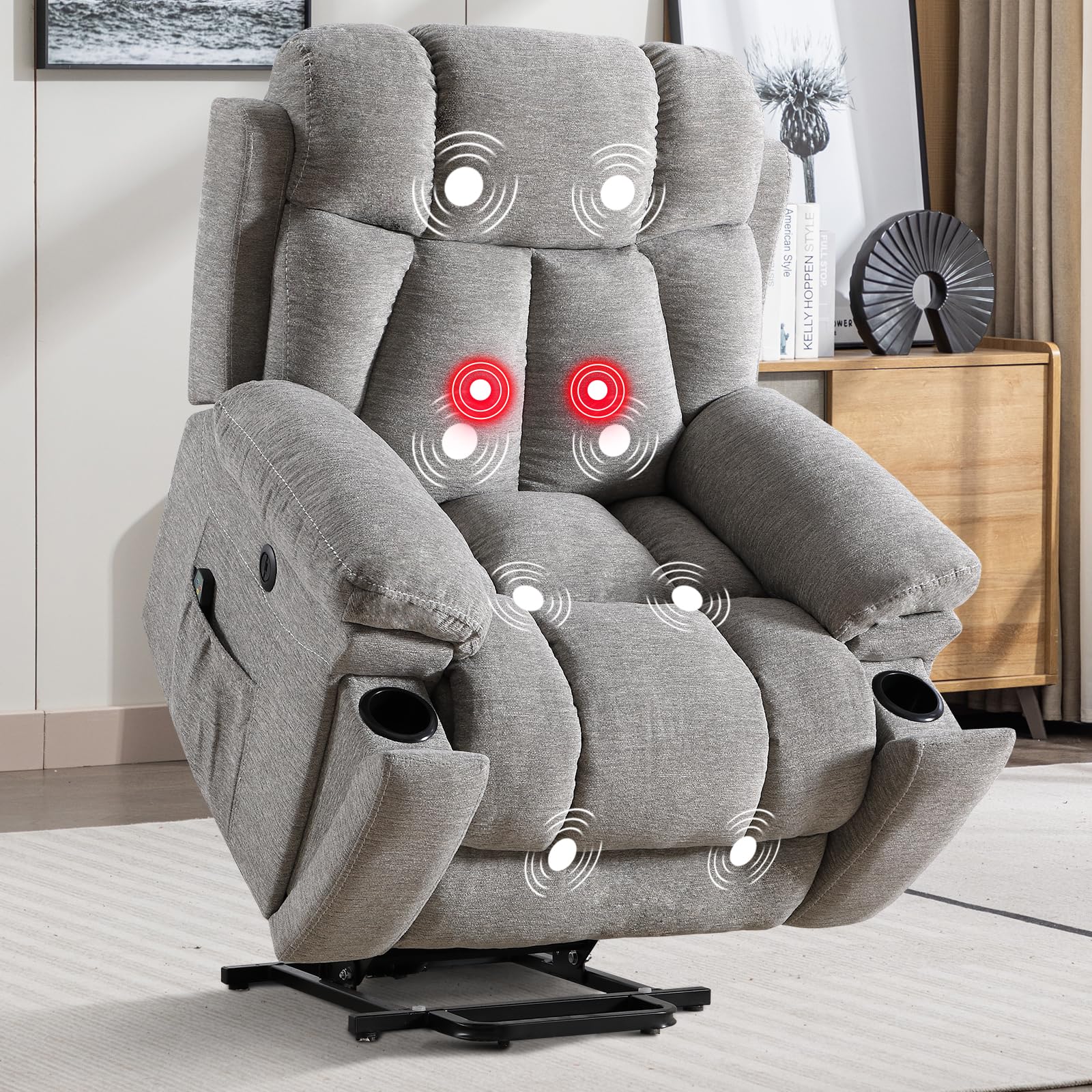 Large Power Lift Recliner Chair with Massage and Heat