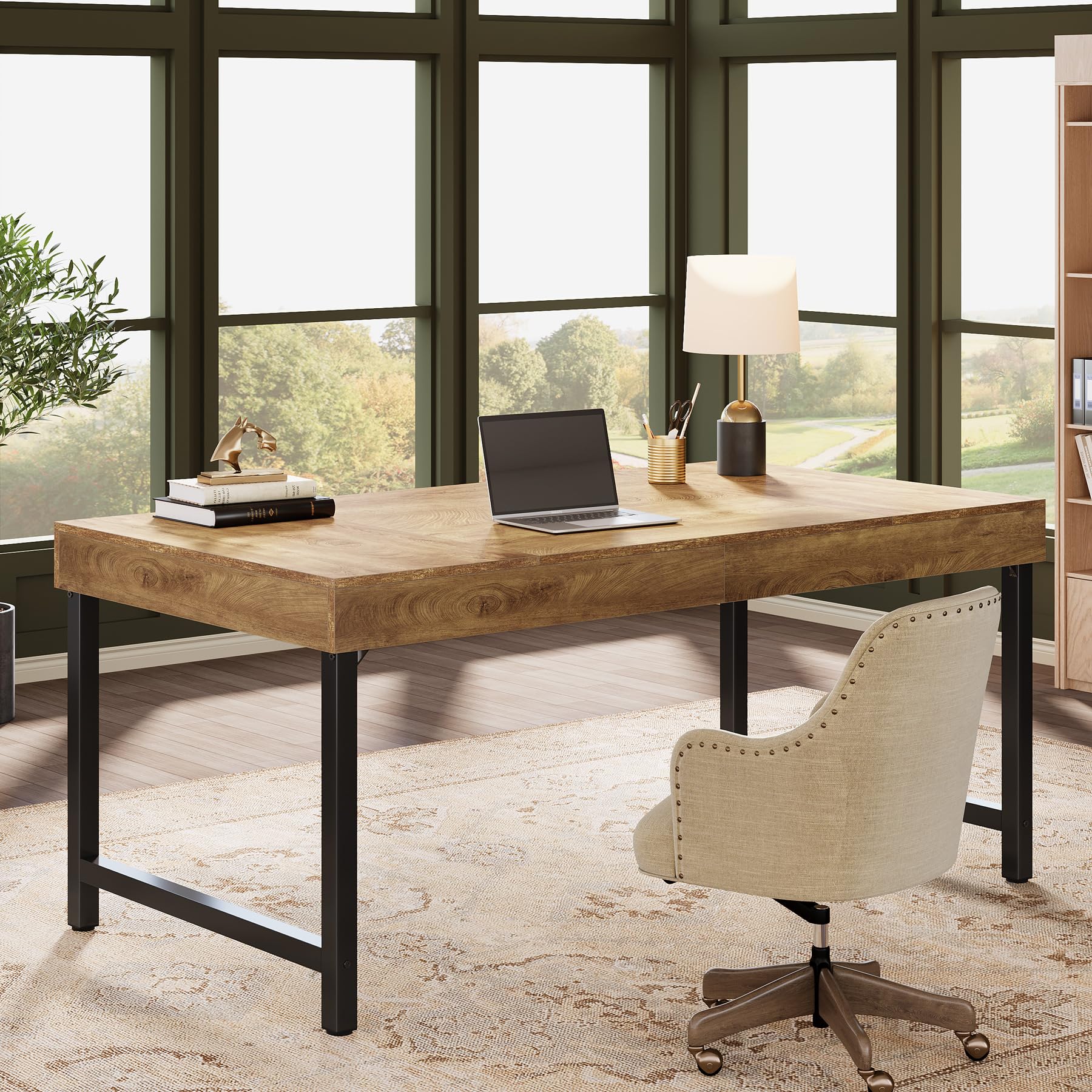 55" Industrial Executive Desk for Home Office