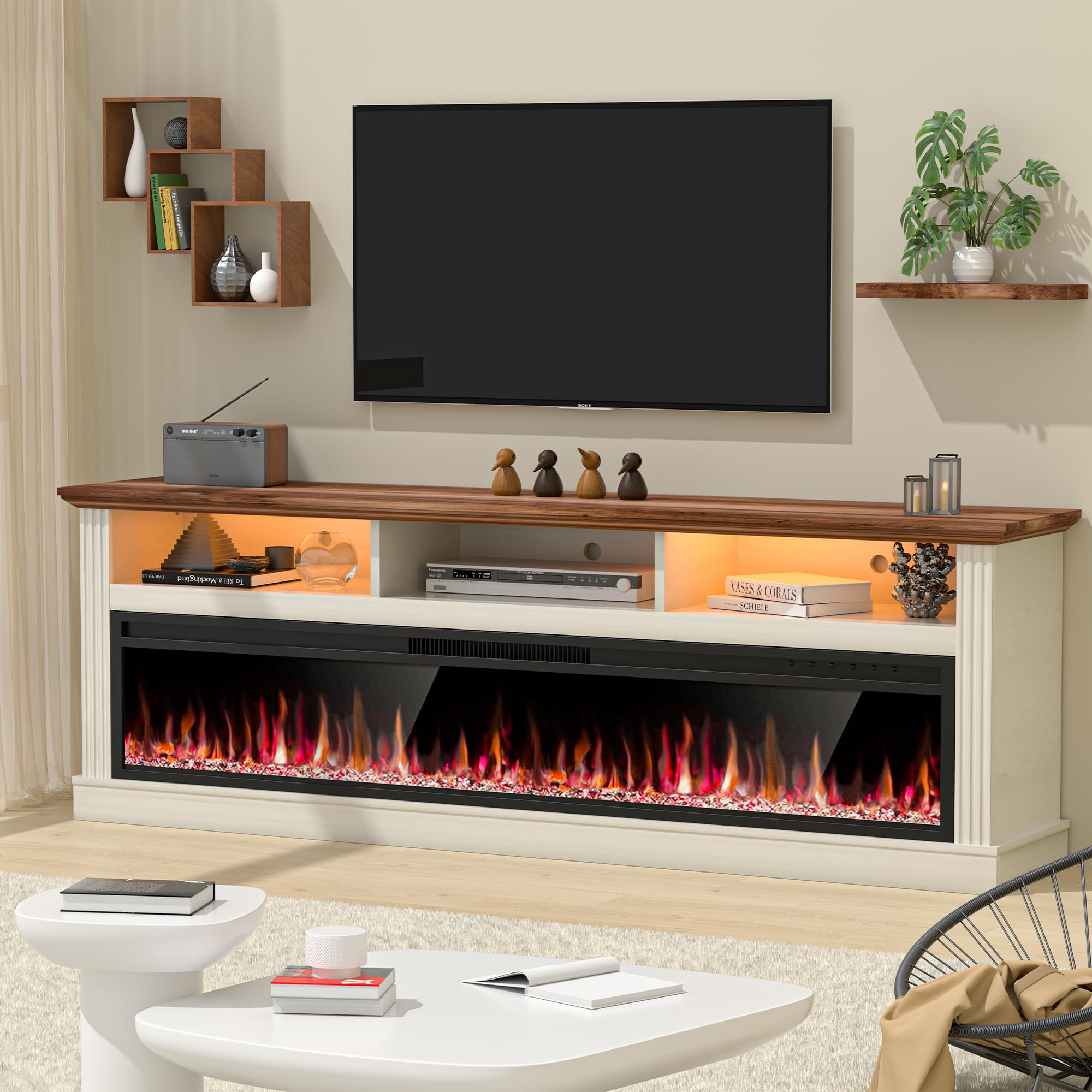 58" Fireplace TV Stand with Electric Fireplace