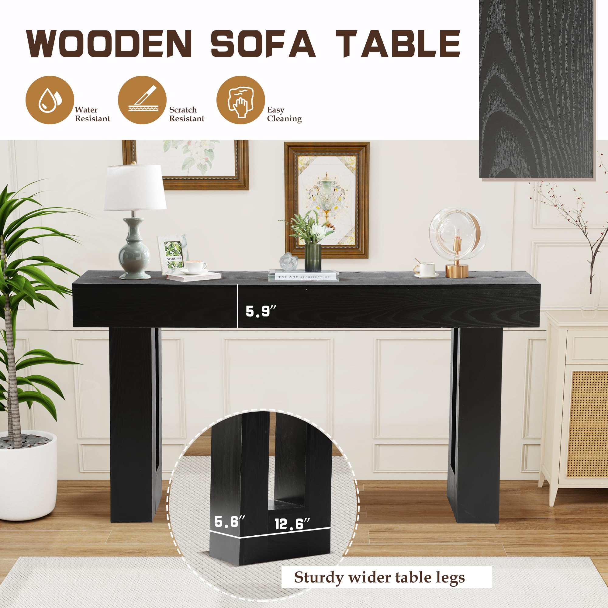 63" Long Console Table for Entryway with 2-Tier Storage