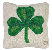 Shamrock Hand-Hooked Wool Throw Pillow 14x14