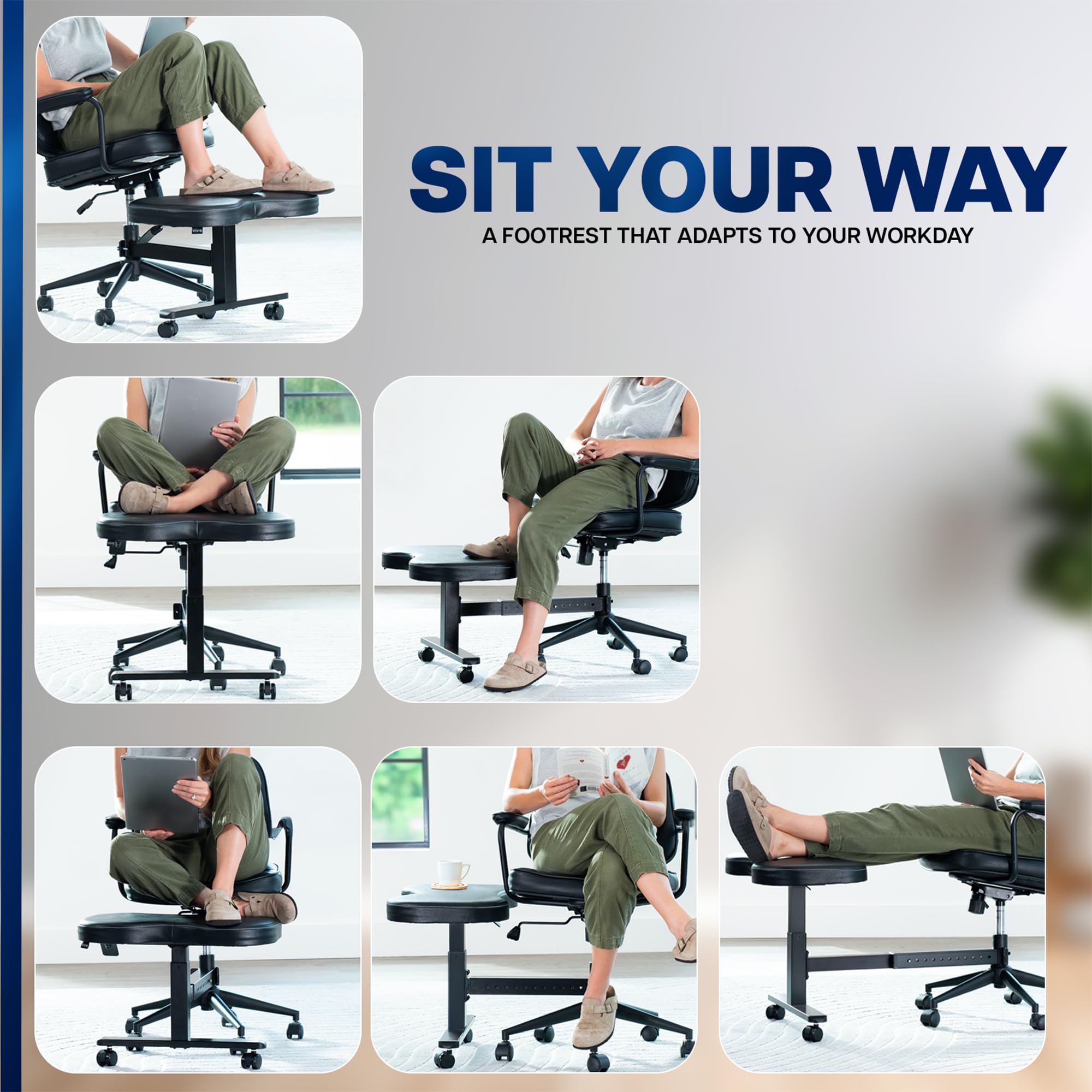 Height Adjustable Retrofit Footrest for Office Chair