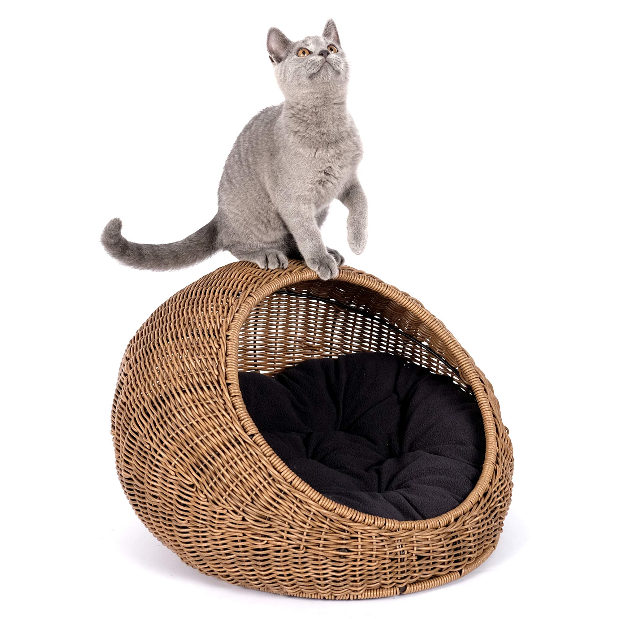 Wicker Cat Bed Dome for Medium Indoor Cats