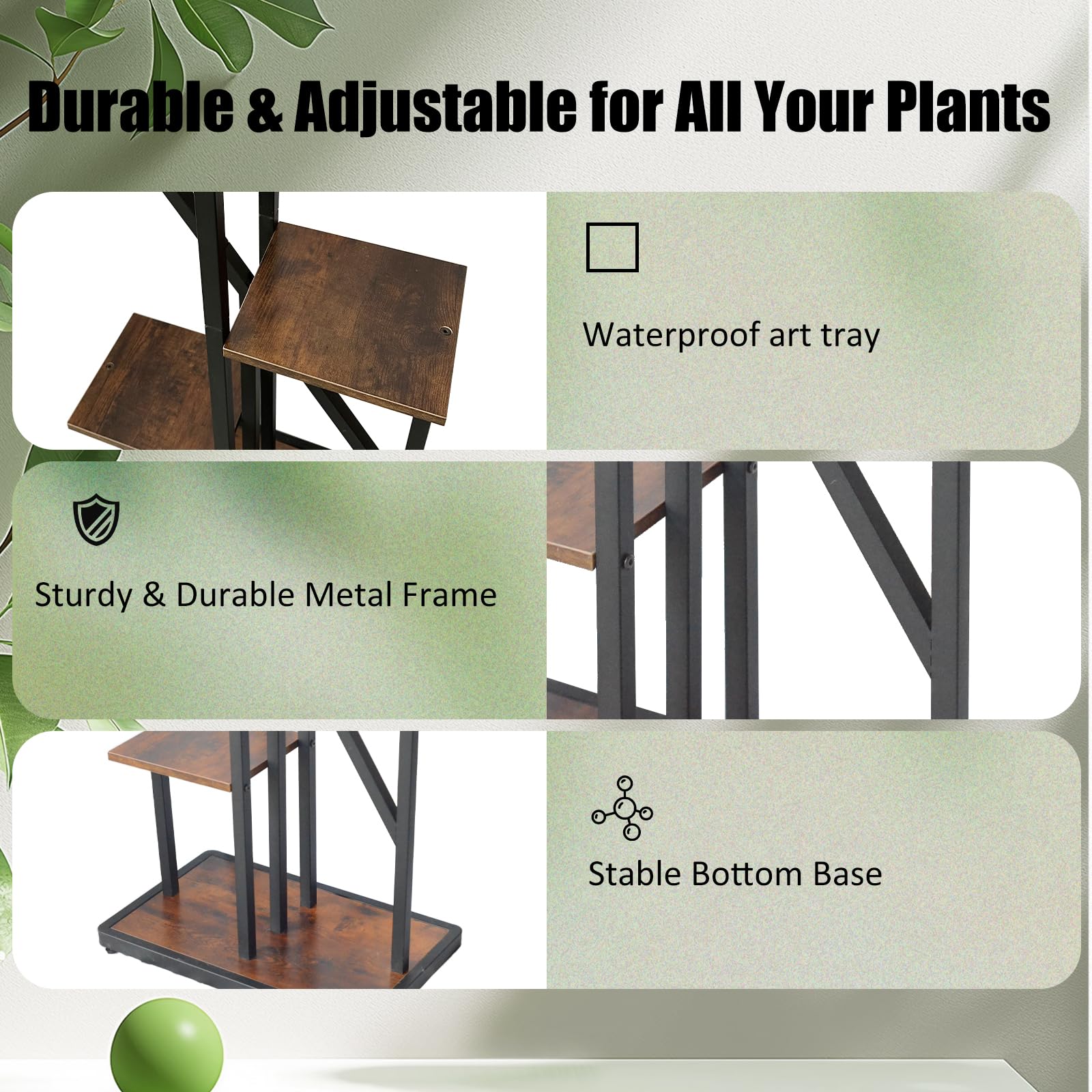 5-Tier Corner Plant Stand Indoor Tall Flower Shelves 2PCS