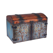 Vintage Wood Storage Trunk with Floral Design