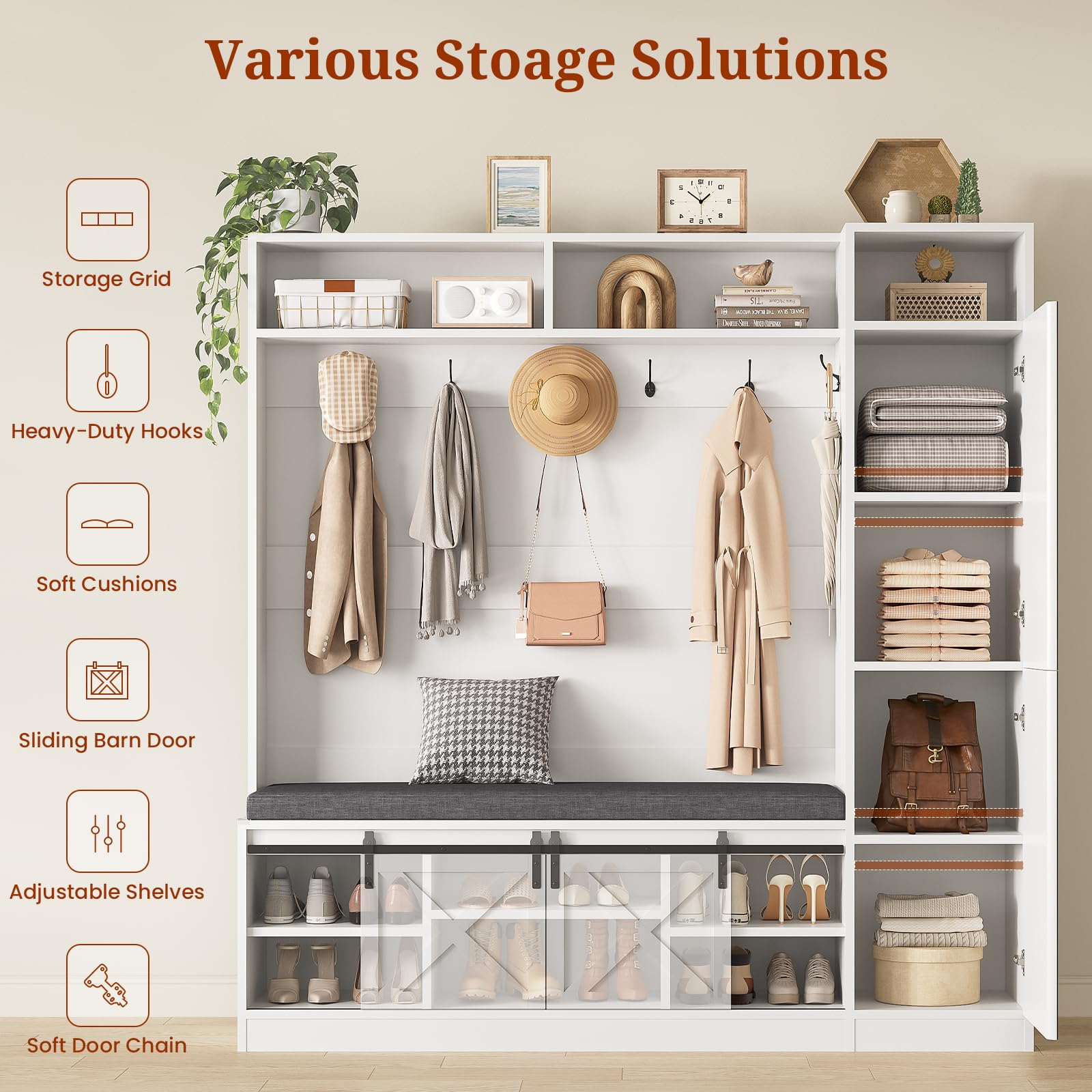 Hall Tree with Bench and Shoe Storage