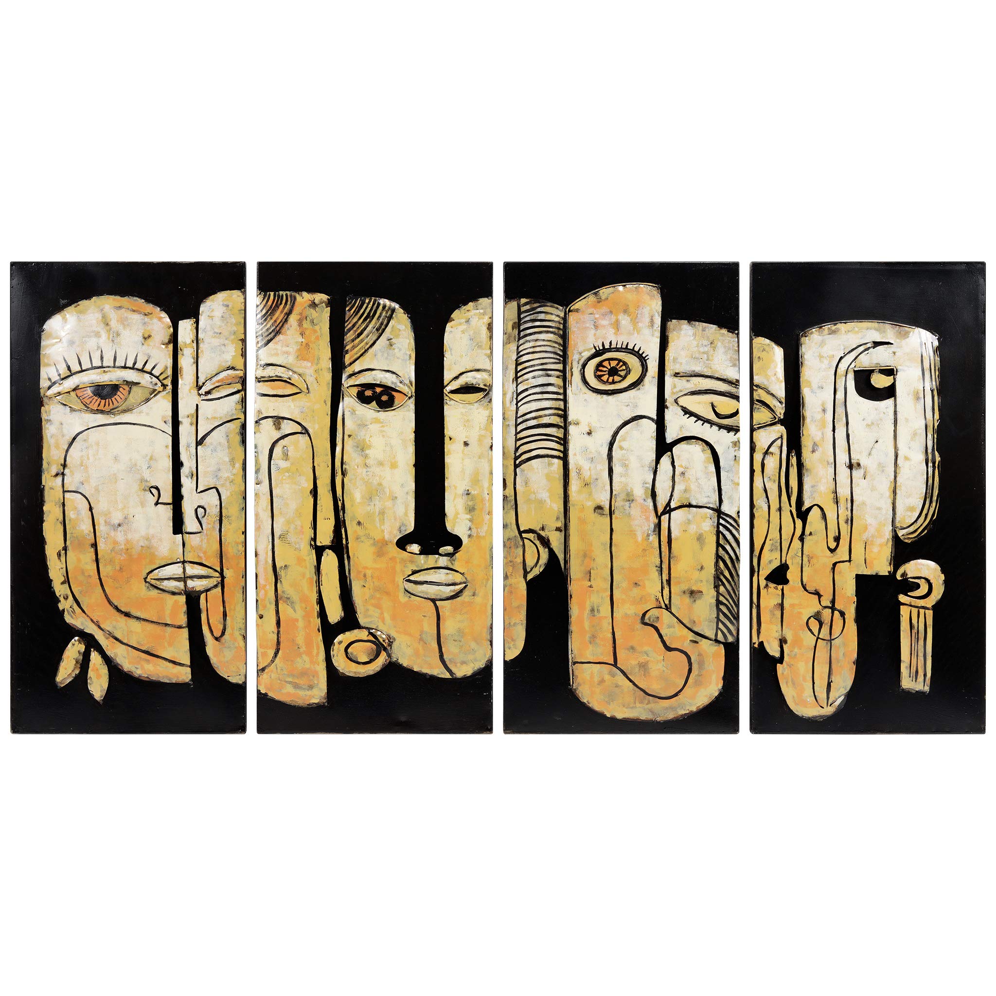Totem Poles Abstract Face Metal Wall Sculpture 3D Art