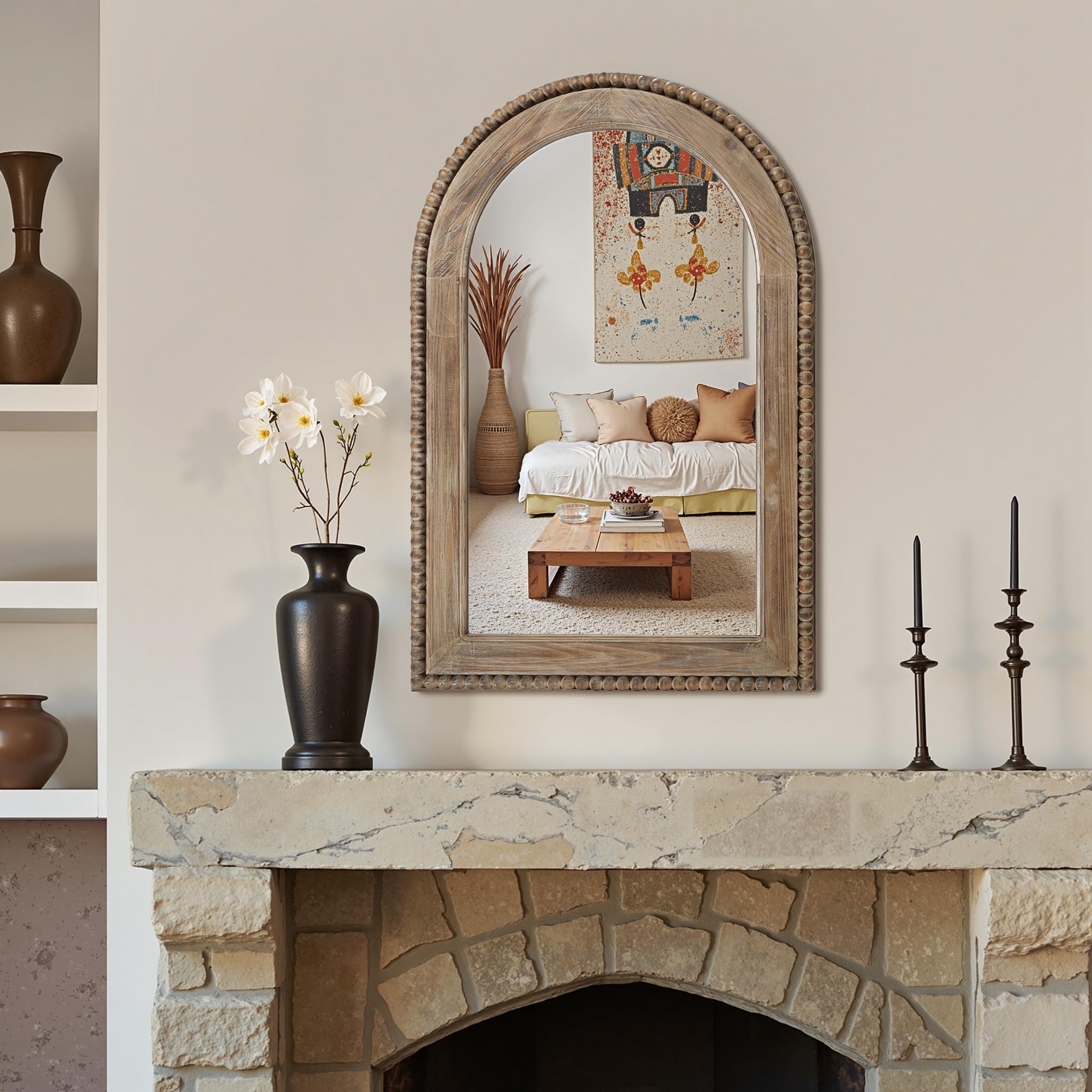 Arch Wall Mirror with Wood Frame