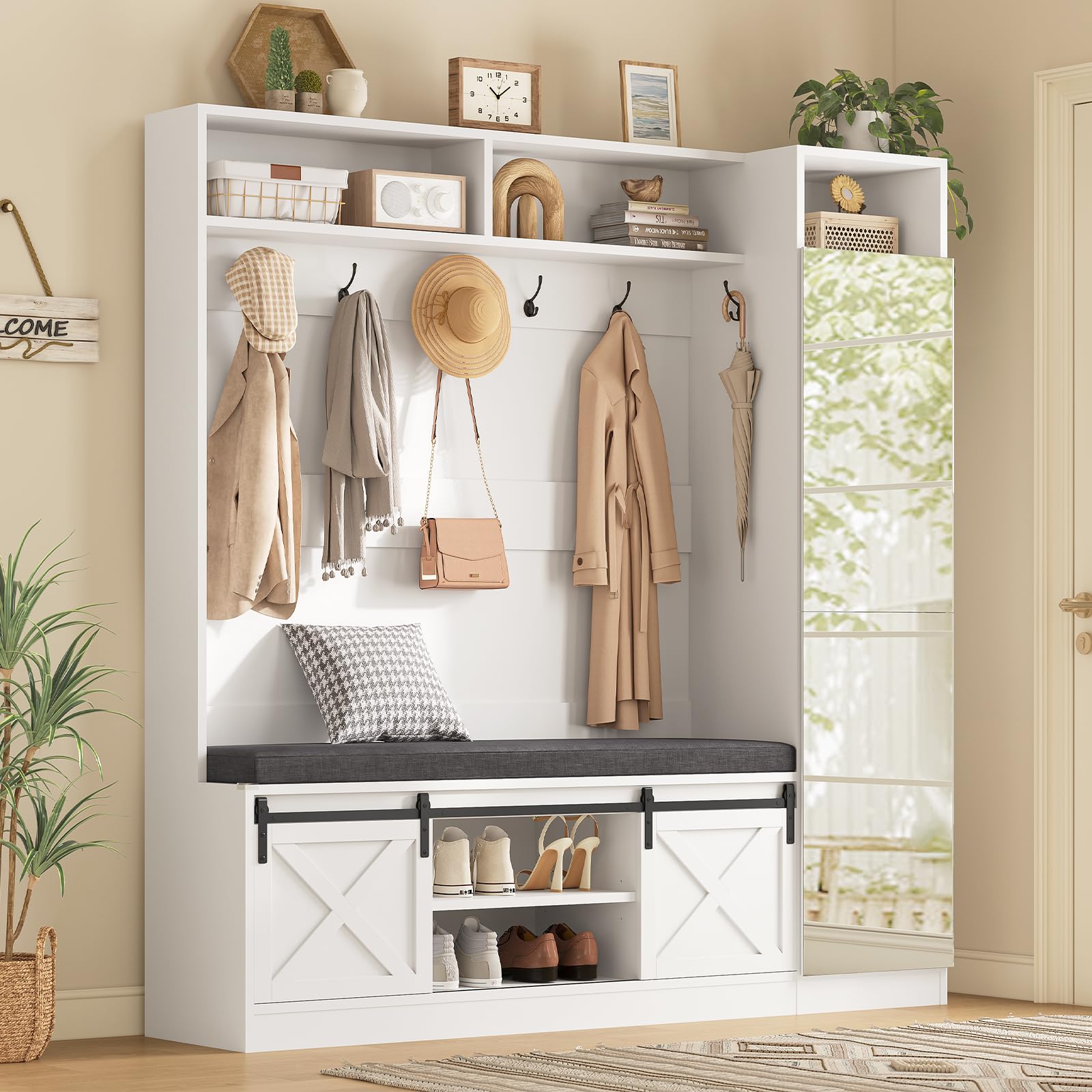 Hall Tree with Bench and Shoe Storage