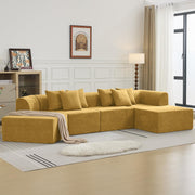 Oversized Cloud Velvet Curved Sectional Sofa with Chaise