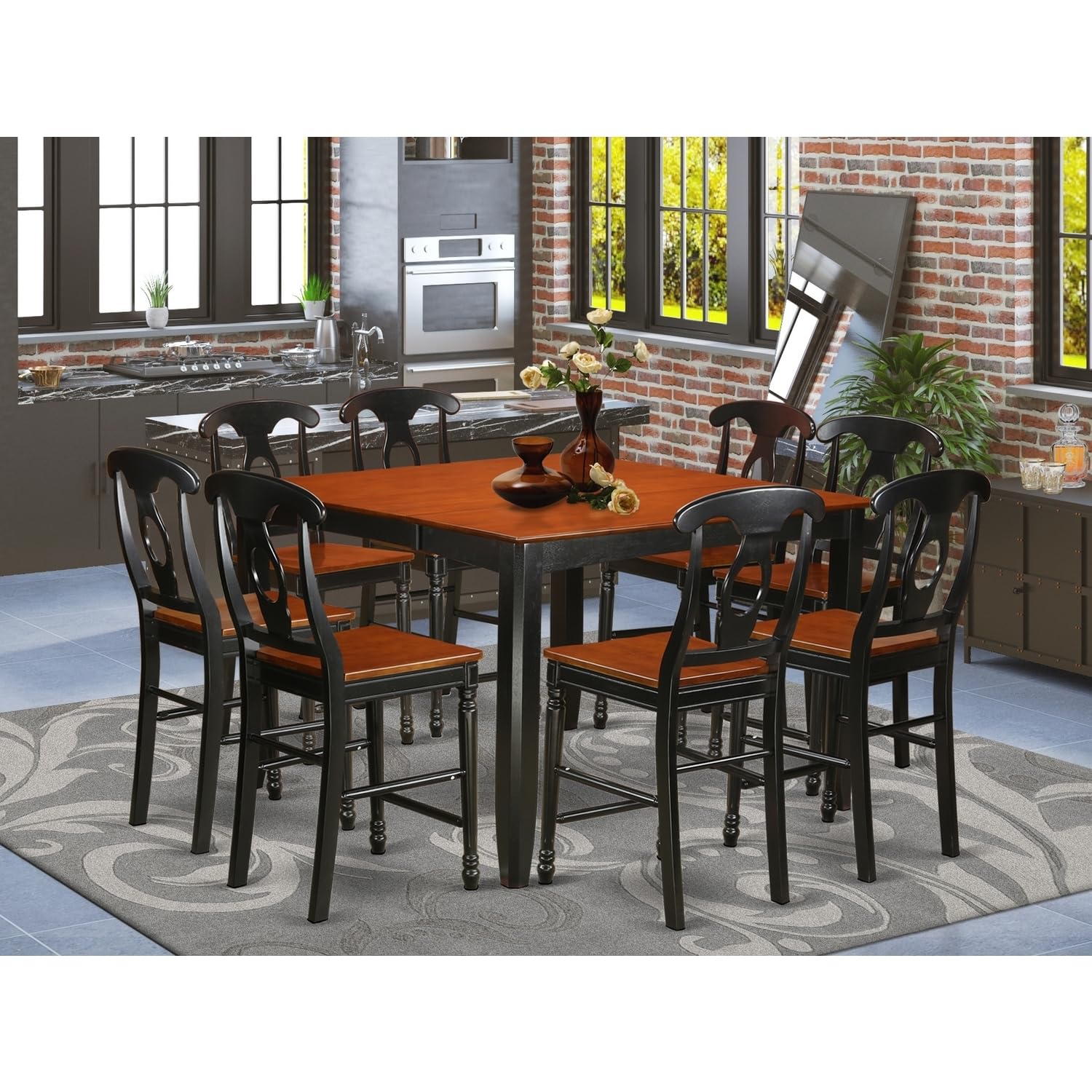 Counter Height Pub Set - 8 Person Dining Table & Chairs