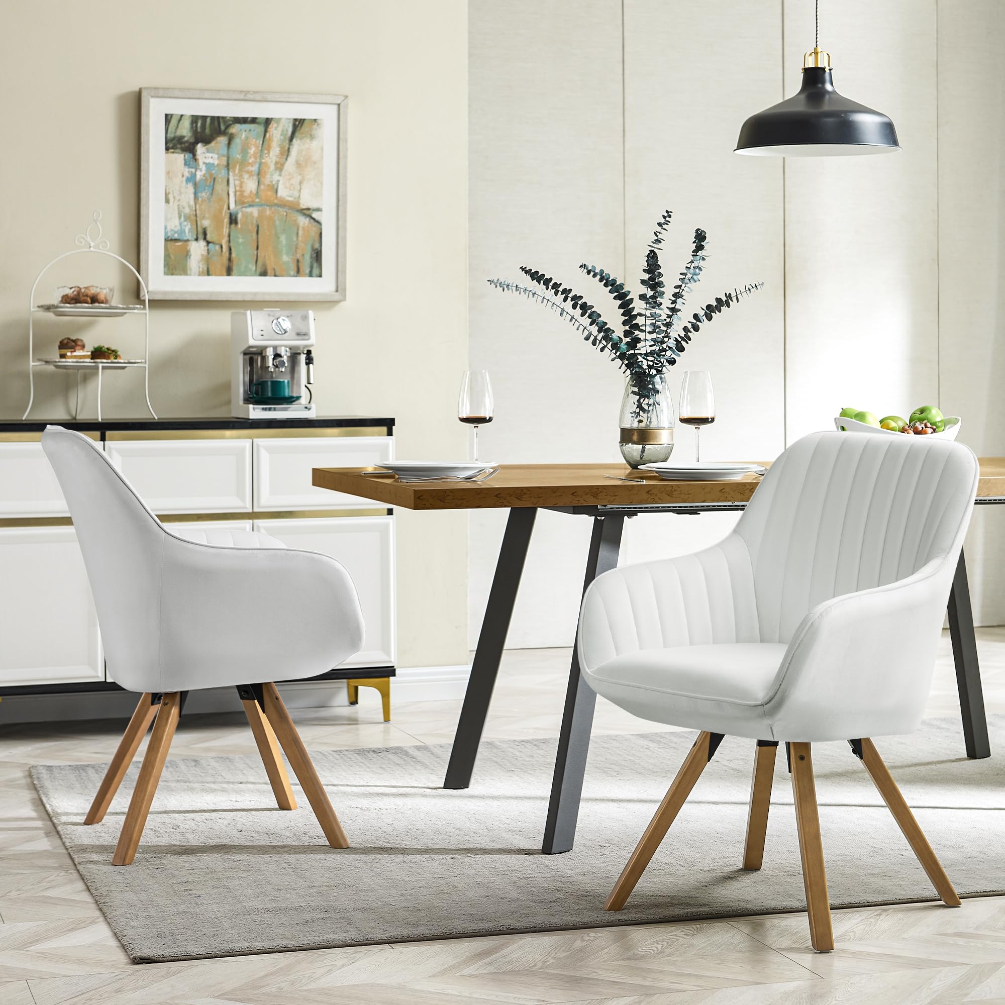 360° Swivel Desk Chair No Wheels Cream