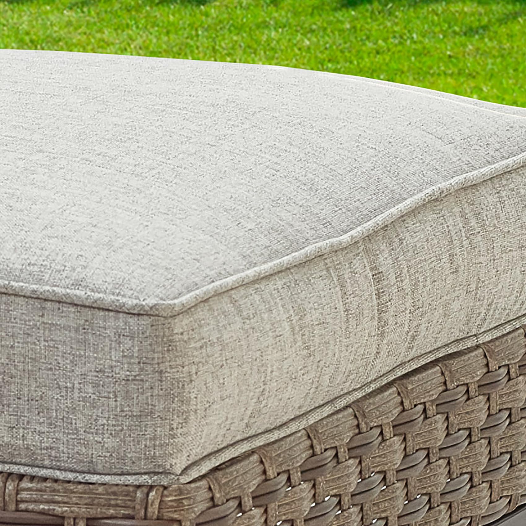Grey Cushioned Wicker Ottoman