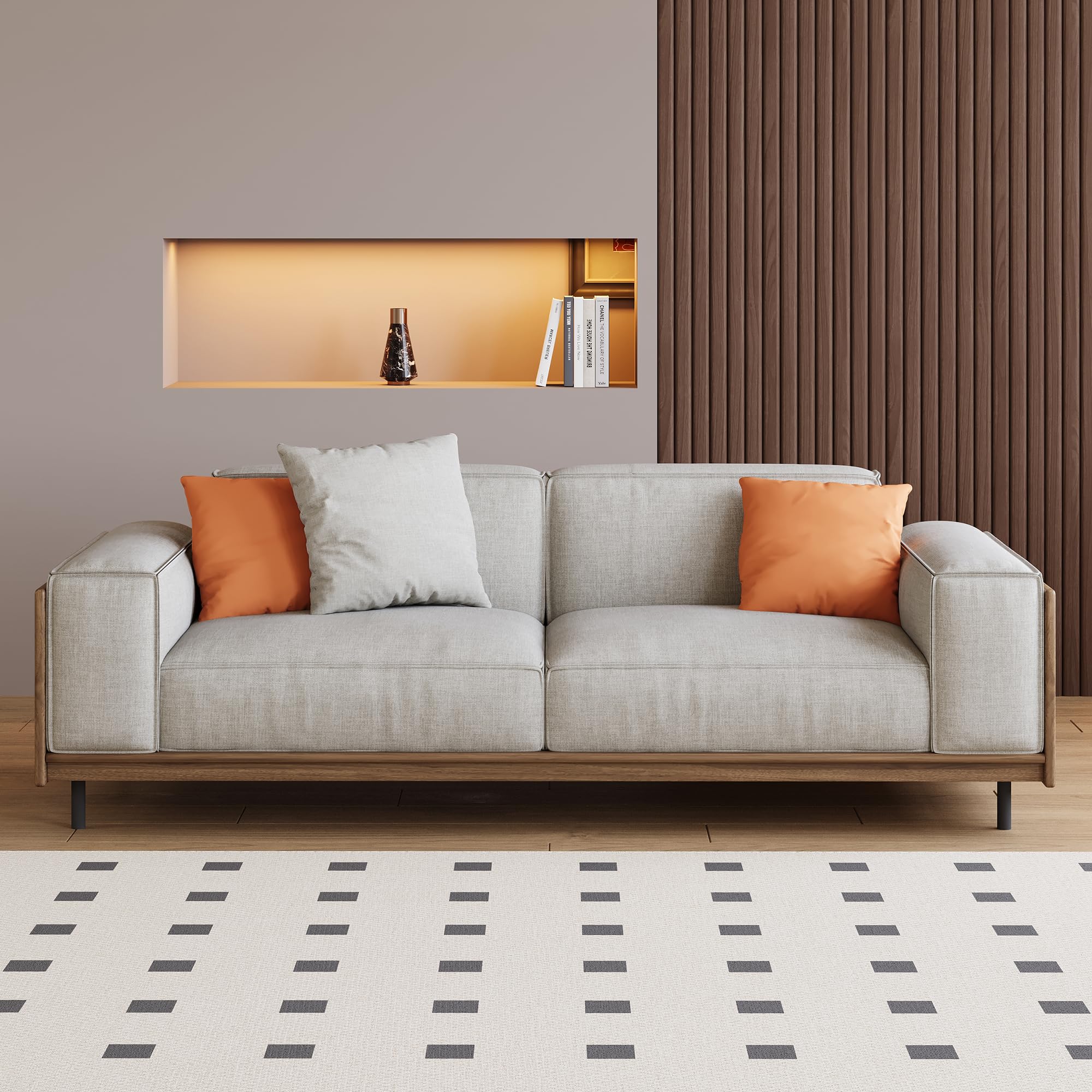 Mid-Century Modern 2-Seater Fabric Sofa