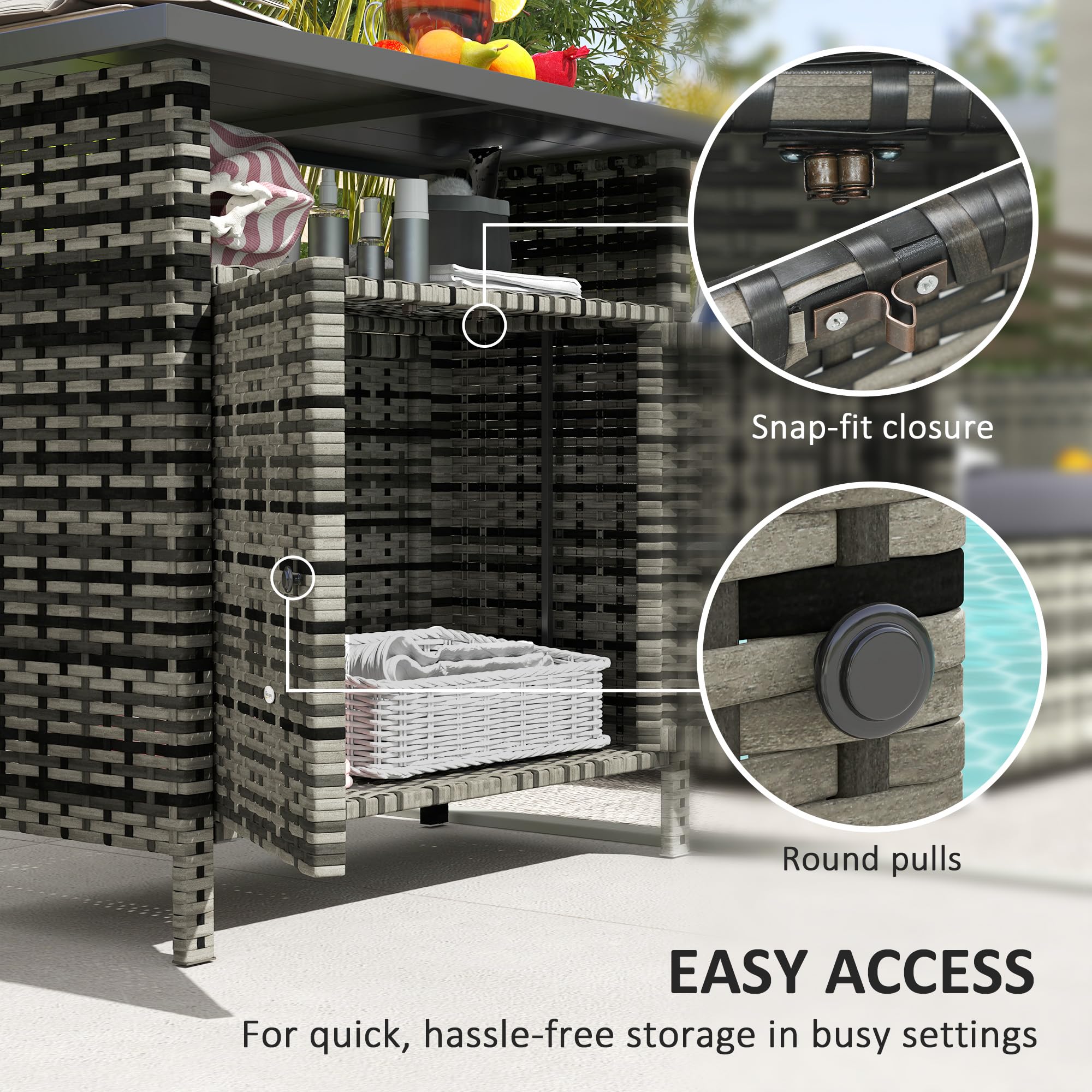 Wicker Outdoor Storage Cabinet with Metal Countertop