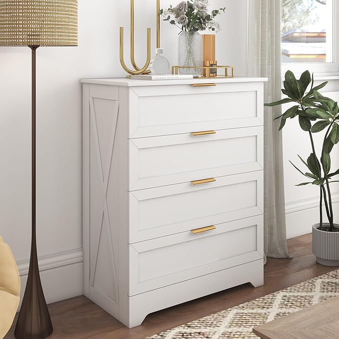 Modern 4 Drawer Dresser with Rose Gold Handles
