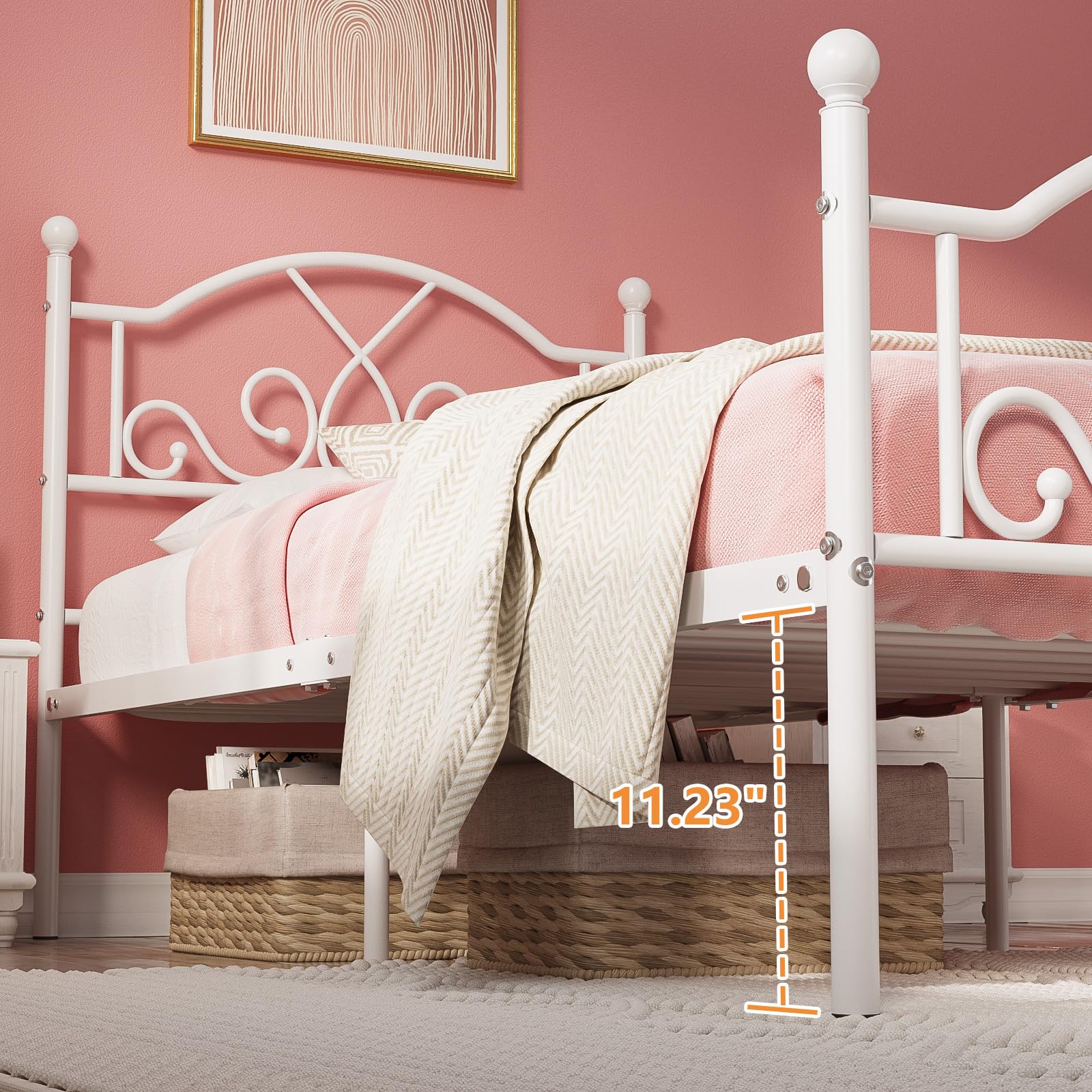 Twin Metal Platform Bed Frame with Storage Space