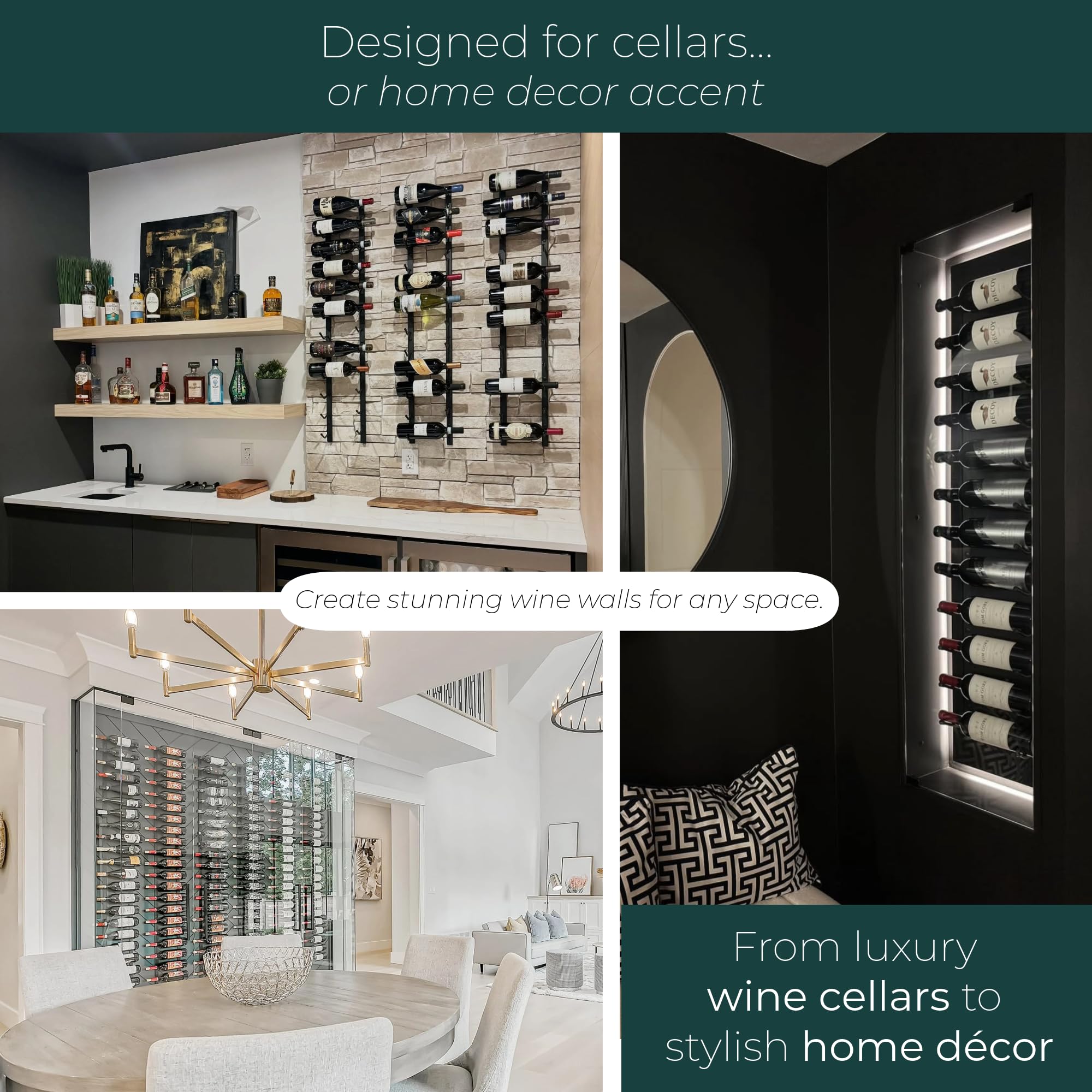 Wall Mounted Wine Rack - 6 Bottle Storage