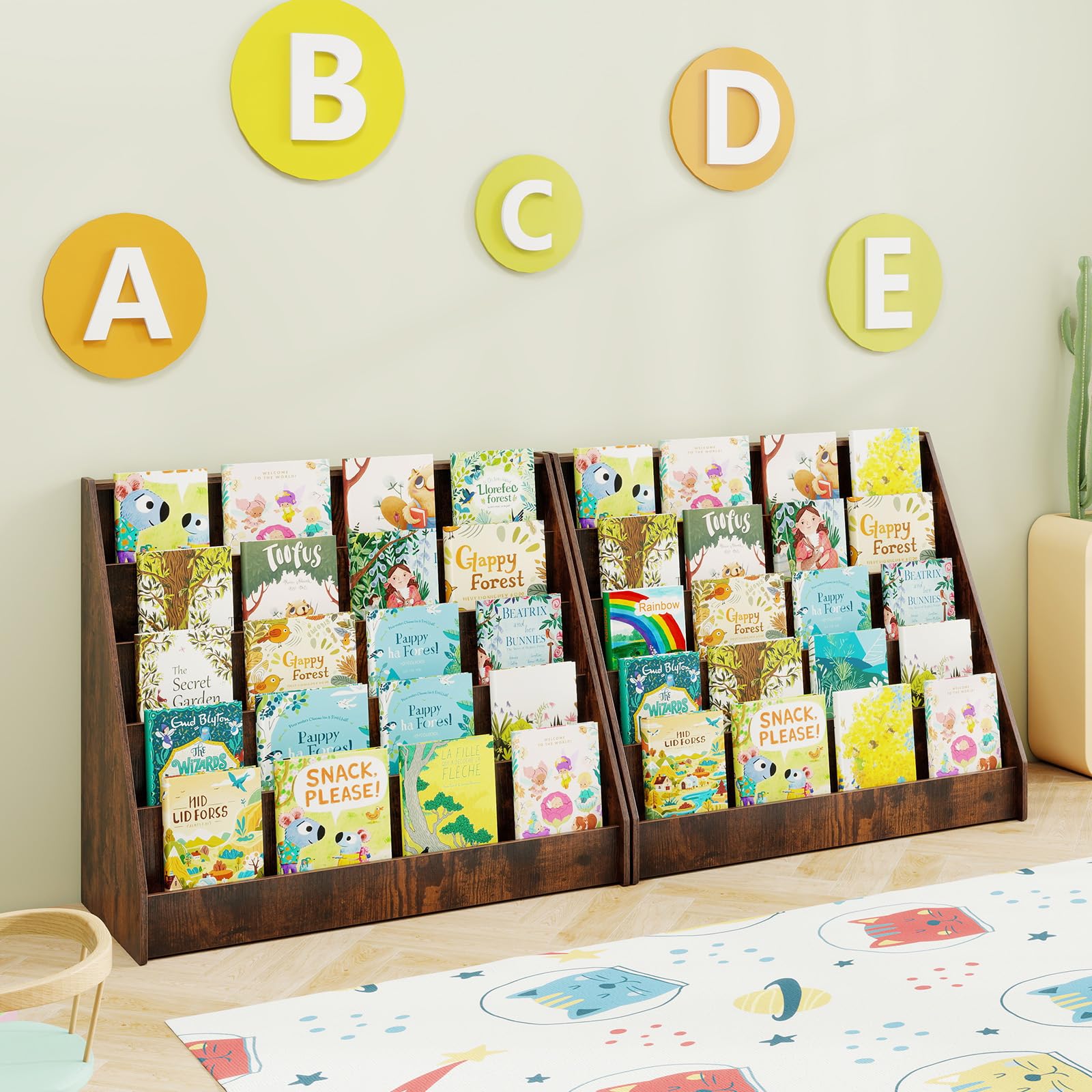 5-Tier Kids Bookshelf Rustic Brown