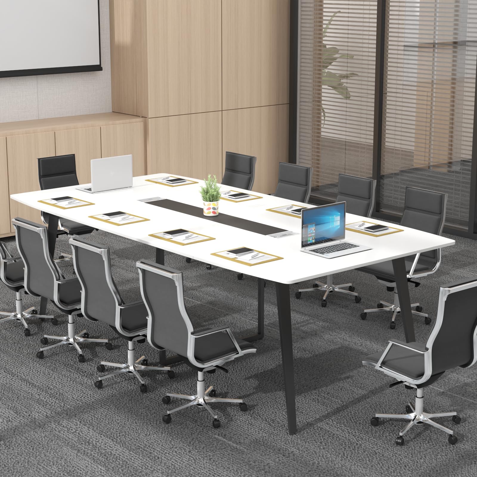 8FT Conference Table with Grommet - Boat Shaped Meeting Desk