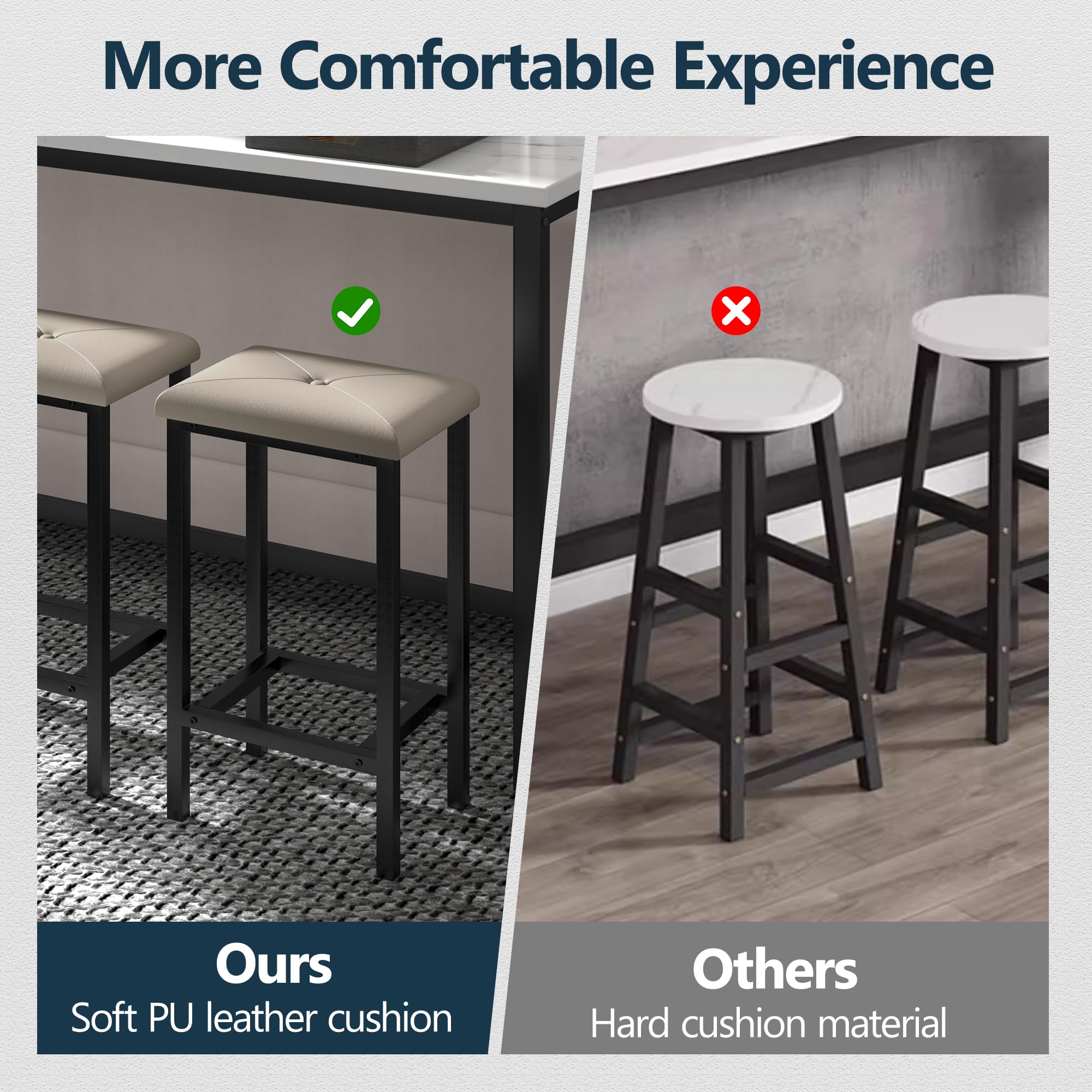 Bar Table and Chairs Set with 3 Upholstered Stools