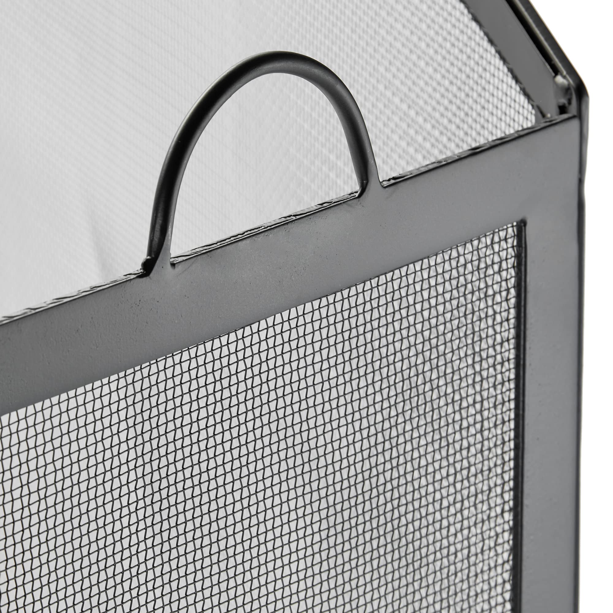3-Panel Black Iron Fireplace Screen