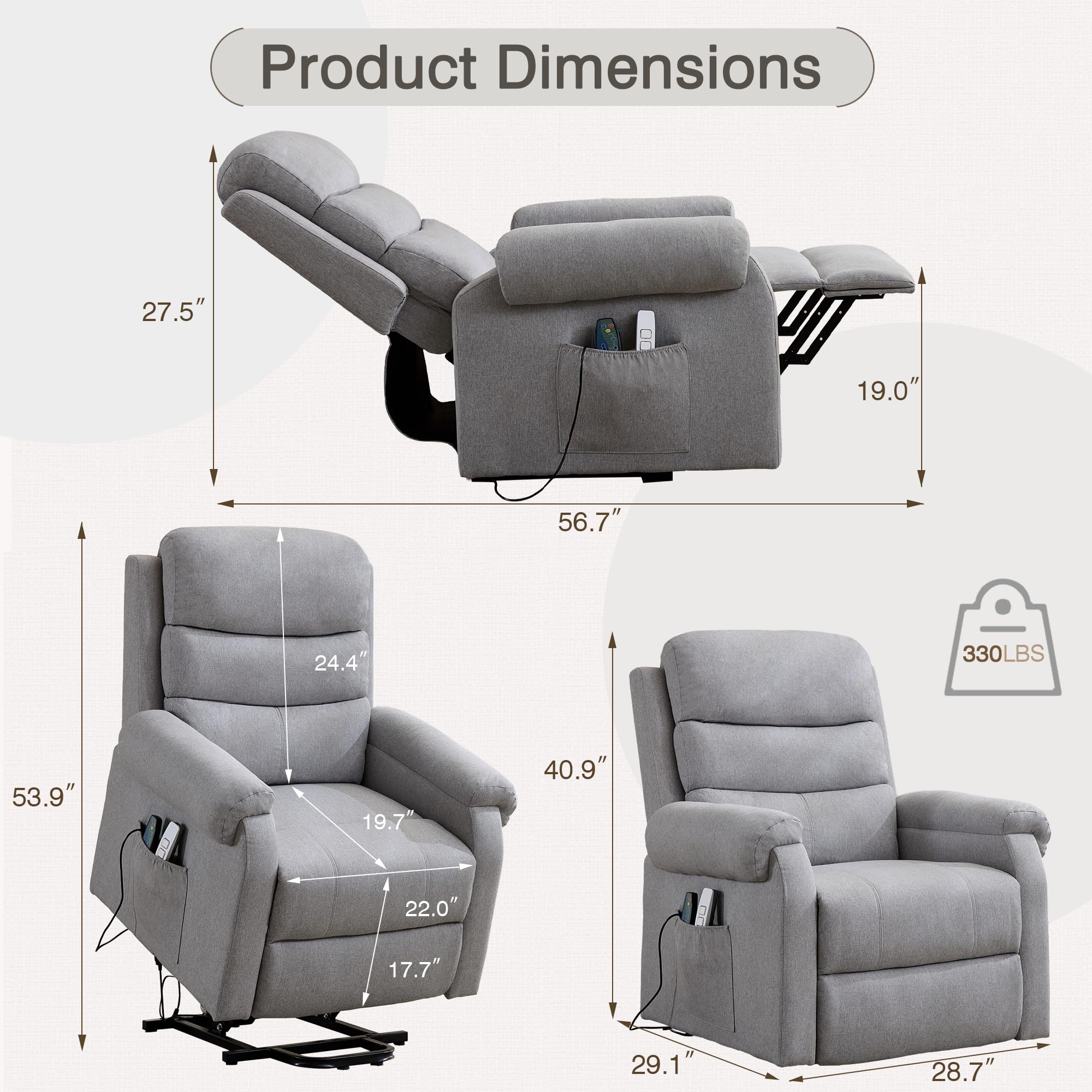 Power Lift Recliner Chair with Heat and Massage