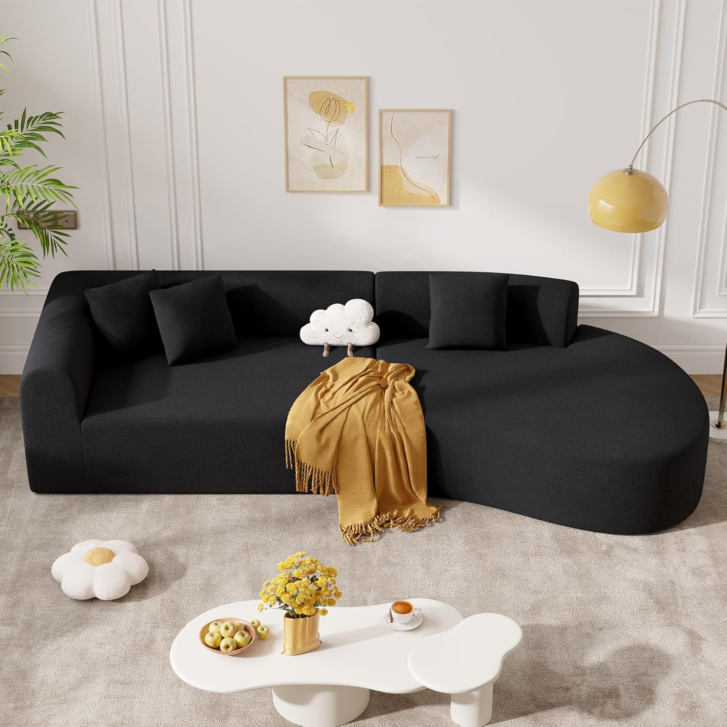 Curved Sectional Sofa with Deep Seat