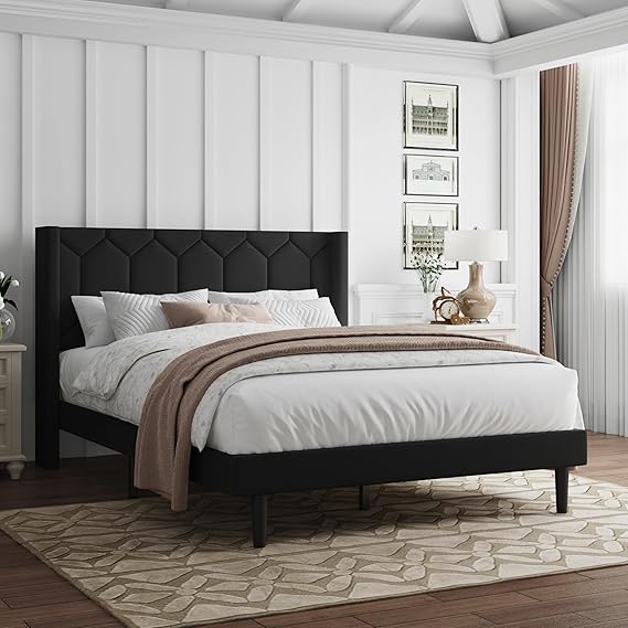 Pink Velvet Upholstered Full Bed Frame