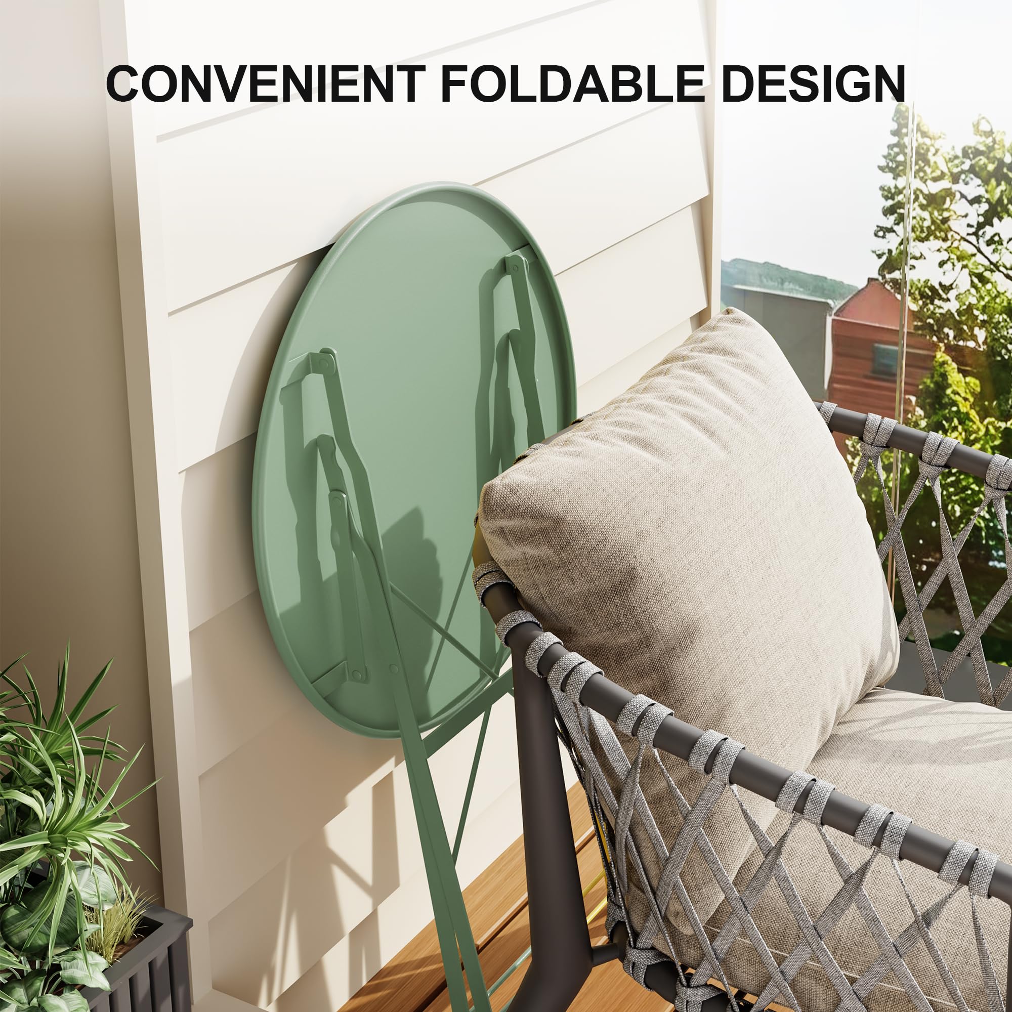 3-Piece Folding Bistro Set - Outdoor Patio Table and Chairs