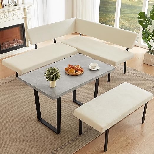 3-Piece Corner Dining Table Set with Bench