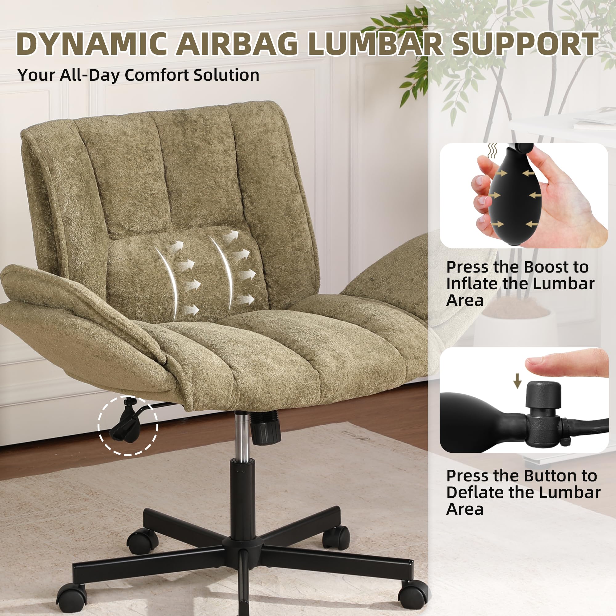 Criss Cross Office Chair with Wheels and Lumbar Support