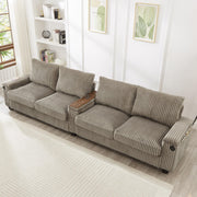 4-Seater Corduroy Sofa with USB Ports and Storage