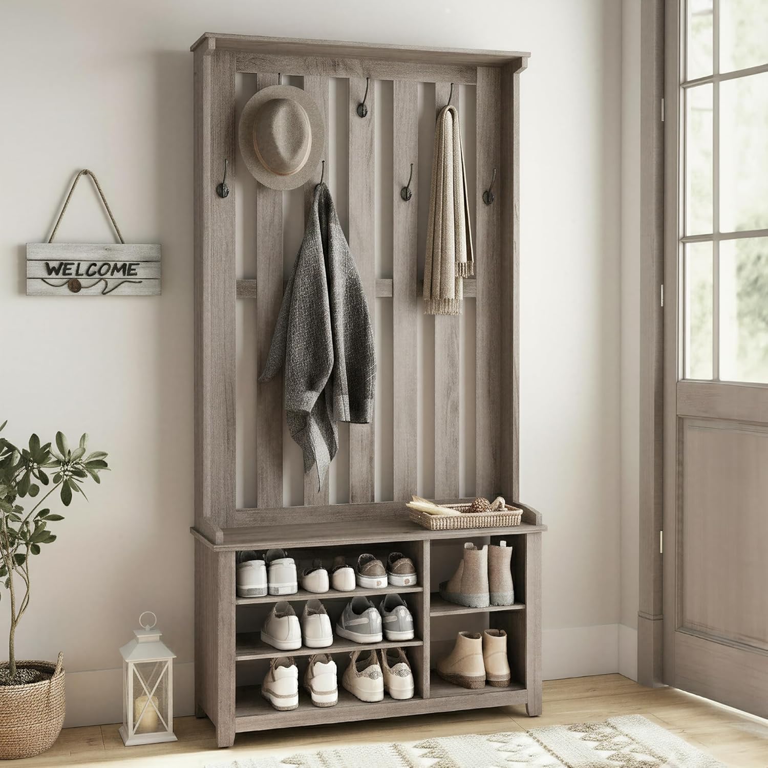 Hall Tree with Bench and Shoe Storage
