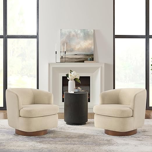 Oatmeal Barrel Swivel Accent Chair Set of 2