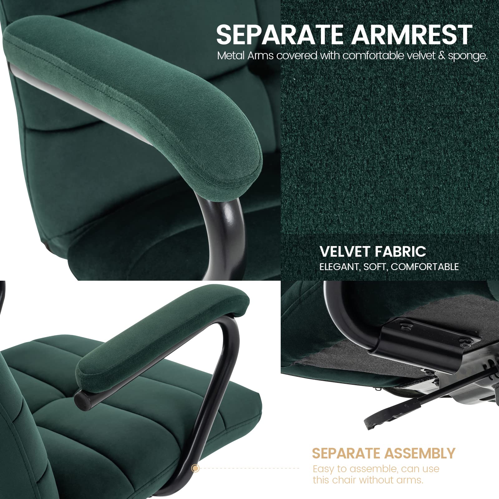 Velvet Home Office Desk Chair with Wheels