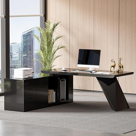 L-Shape Executive Desk with Storage