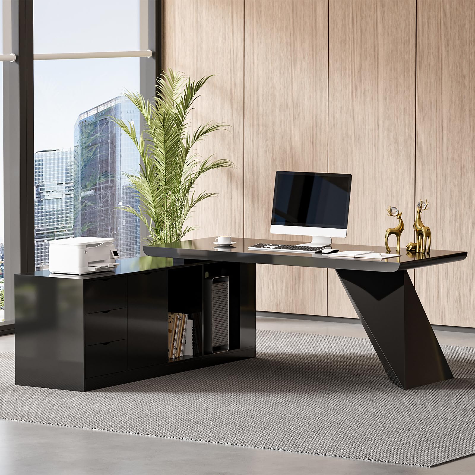 L-Shape Executive Desk with Storage